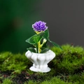 Miniatur-Puppenhaus-Topfpflanze mit lila Blume und weißem Keramiktopf im Kürbisstil - Lila Modell (Nr. 4)