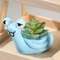 Blue cartoon snail figurine with artificial succulent for micro landscape decor - Blue