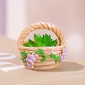 Miniatura de cesta de resina marrón con suculenta para decoración de jardín diy - Cesta de Flores en Miniatura (Estilo 4)