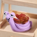 Cute purple resin snail figurine with small red succulent plant for desk decor - Purple