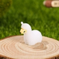 Miniature resin alpaca figurine with curly white fur texture for DIY landscape decor - White
