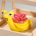 Cute yellow snail figurine with red succulent flower for micro moss landscape decor - Yellow