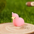 Pink resin alpaca figurine with fuzzy texture for miniature DIY landscape decor - Pink