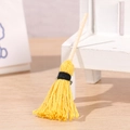 Miniature dollhouse wooden broom accessory for festive landscape decoration and diorama - Yellow