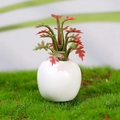 Plante succulente miniature pour maison de poupée en pot blanc avec feuilles rouge-vert - Style 1 (Succulente Dégradé Vert Rouge)