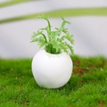 Plante succulente miniature pour maison de poupée dans un pot blanc sur mousse - Style 2 (Plante à Feuilles de Plumes)