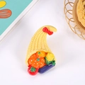 Magnete da frigo in resina a forma di cornucopia con decorazioni di zucca pomodoro e mais - Senza Calamita / Stile 2 - Senza Magnete