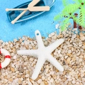 DIY white resin starfish pendant with textured surface for Mediterranean home decoration - Starfish With Rope / White