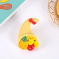 Cornucopia in miniatura con frutti in resina e fiocco rosso per decorazione autunnale - Senza Calamita / Stile 3 - Senza Magnete