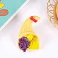 Calamita da frigo a forma di cornucopia in resina con frutta finta e fiocco rosso - Senza Calamita / Stile 4 - Senza Magnete
