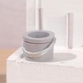 Miniature grey plastic bucket with silver handle for dollhouse doll decor - Gray Bucket