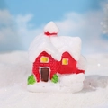 Miniature Christmas snow house resin ornament in red with white snowy roof - Red Snow House Style A (No. 1)