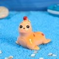 Miniature orange resin seal figurine with red dots for micro landscape and desk decoration - Sea Lion Father / Deep Yellow