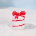 Miniature white gift box ornament with a red bow for Christmas DIY micro landscape - White Gift Box Ornament (No. 3)