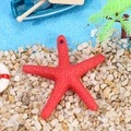 Vibrant red resin starfish pendant with dotted texture for Mediterranean DIY decor - Starfish With Rope / Red