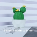 Figurine de cactus miniature en résine avec fleur jaune en pot géométrique blanc - 53mmx34mmx34mm / Fleur Jaune Sphérique (No. 1)