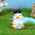 Miniature resin graduate duck with black cap and blue scroll for garden decor - White Graduation Duck With Scroll (6号)
