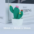 Mini plante de cactus artificielle en pot hexagonal blanc avec fleur rouge pour bureau - 56mmx38mmx34mm / Fleur Multicolore Colonnaire (No. 2)