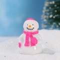 Figura mini de muñeco de nieve de resina con gorro rosa para paisajes navideños - No. 6 (Sombrero y Bufanda Rosas)