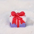 Miniature Christmas gift box ornament with purple base and red bow snow landscape - Purple Gift Box with Red Ribbon (Style 7)