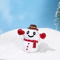 Miniatura de muñeco de nieve de resina con gorro marrón y bufanda roja para micro paisajes - No.3 (Sombrero Marrón Bufanda Roja y Guantes)