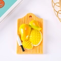 Miniature resin mango cutting board fridge magnet with realistic fruit texture - No Magnet / Mango Cutting Board