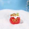Miniature Christmas resin red gift bag ornament with festive candy and golden bows - Christmas Gift Bag