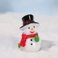 Miniature Christmas snowman figurine with red scarf and black top hat for DIY decor - Snowman with Scarf Ornament (No. 8)