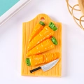 3D resin refrigerator magnet featuring realistic carrots on a wooden style cutting board - No Magnet / Carrot Chopping Board