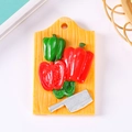 3D resin refrigerator magnet featuring a yellow cutting board with chili and knife - No Magnet / Chili Chopping Board