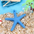 Blue resin starfish pendant with textured surface for Mediterranean DIY home decor - Starfish With Rope / Dark Blue