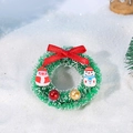 Mini corona navideña con figuras de Papá Noel y muñeco de nieve para micro paisajes - Estilo Guirnalda de Navidad (1)
