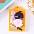 Creative resin fridge magnet featuring a wooden cutting board with onion and knife - No Magnet / Onion Chopping Board