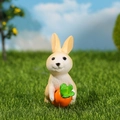 Cute miniature beige bunny figurine holding a bright carrot for micro landscapes - Light Brown Rabbit Holding Carrot (Style 3)