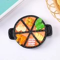 Miniature resin hot pot fridge magnet featuring assorted 3D fake food in a black pan - Hot Pot (6-Grid)