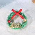 Mini corona de Navidad con lazo rojo, bolas doradas y ramas de pino nevadas - Guirnalda Merry Christmas con letras doradas (Nº 4)