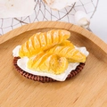Charme miniature en résine durian réaliste DIY avec décoration de base petit panier brun - Plateau Burger & Café (Sans Aimant)
