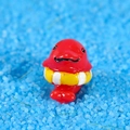 Miniatur Seehund aus Harz mit gelbem Schwimmring für Terrarium und Aquarium Deko - Roter Delfin mit Rettungsring (Stil G)