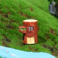 Miniatur Baumstumpf-Haus aus Kunstharz für DIY Märchengarten und Mikrolandschaft Deko - Nr. 2 Braunes Baumstumpfhaus