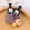 Aimant de nourriture miniature en résine avec baguette, bouteilles de vin et raisins - Bouteille de Vin & Burger (Sans Aimant)