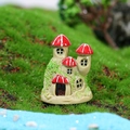 Miniatur-Schloss aus Harz mit roten Dächern für Mikro-Landschaft DIY-Gartenarbeit - Nr. 3 Dreiturmschloss