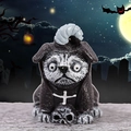 Miniature resin Pug figurine in Halloween costume with skull for DIY snow globe decor - Magic Skull Hoodie Pug