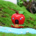 Miniature red apple tree house resin craft for DIY fairy garden landscape decor - No.4 Red Apple House