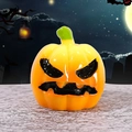 Glossy resin Halloween pumpkin Jack-o'-lantern figurine with classic black face pattern - Halloween Pumpkin Style 1