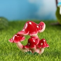 Miniature red resin mushrooms with white dots for succulent garden landscape decor - Four-cluster Red Polka Dot Style (Model G)