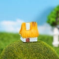 Miniature fairy garden cottage with yellow straw roof and stone walls for succulents - Small Style