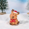 Figura miniatura de reno navideño de resina con gorro rojo y bufanda festiva - Bufanda Navideña de Reno (Nº 11)