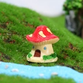 Miniature resin mushroom house decor with red spotted roof for DIY fairy garden landscaping - No.5 Red Yellow Spotted Mushroom House