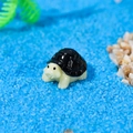 Miniature resin turtle figurine with black shell and cream body for DIY moss landscapes - Dark Gray
