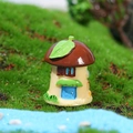 Miniature resin mushroom house ornament with brown roof and blue door for DIY landscape - No.7 Dark Brown Mushroom House